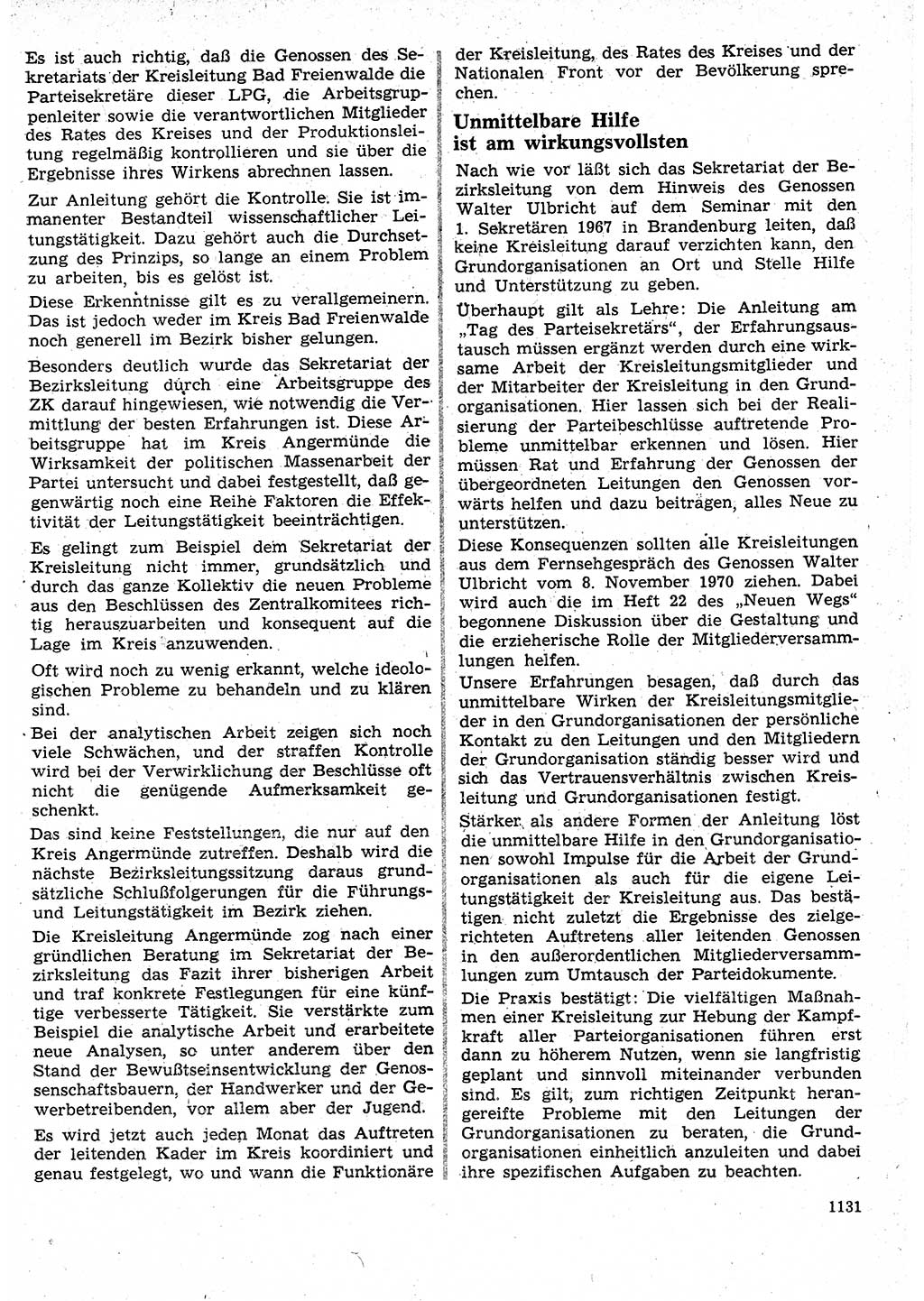 Neuer Weg (NW), Organ des Zentralkomitees (ZK) der SED (Sozialistische Einheitspartei Deutschlands) für Fragen des Parteilebens, 25. Jahrgang [Deutsche Demokratische Republik (DDR)] 1970, Seite 1131 (NW ZK SED DDR 1970, S. 1131)