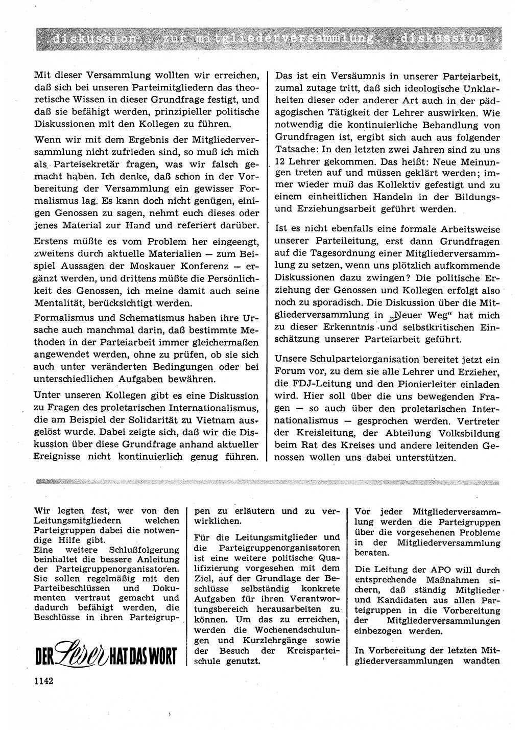 Neuer Weg (NW), Organ des Zentralkomitees (ZK) der SED (Sozialistische Einheitspartei Deutschlands) für Fragen des Parteilebens, 25. Jahrgang [Deutsche Demokratische Republik (DDR)] 1970, Seite 1142 (NW ZK SED DDR 1970, S. 1142)