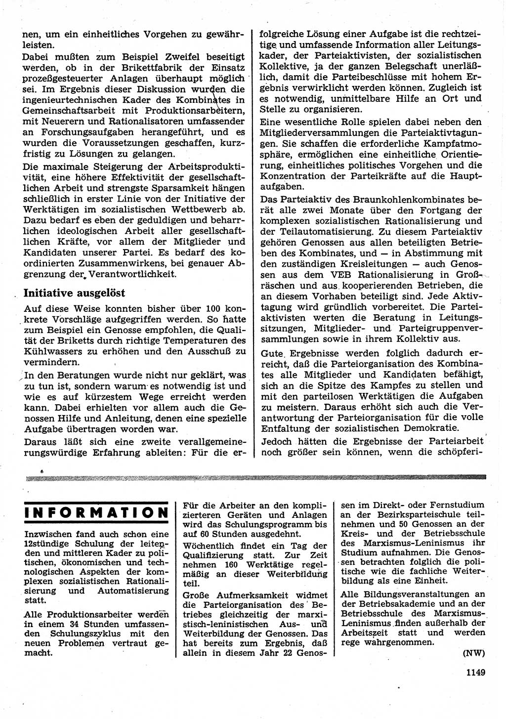 Neuer Weg (NW), Organ des Zentralkomitees (ZK) der SED (Sozialistische Einheitspartei Deutschlands) für Fragen des Parteilebens, 25. Jahrgang [Deutsche Demokratische Republik (DDR)] 1970, Seite 1149 (NW ZK SED DDR 1970, S. 1149)