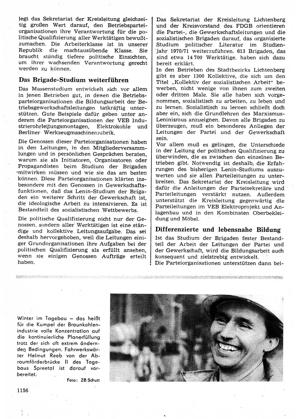 Neuer Weg (NW), Organ des Zentralkomitees (ZK) der SED (Sozialistische Einheitspartei Deutschlands) für Fragen des Parteilebens, 25. Jahrgang [Deutsche Demokratische Republik (DDR)] 1970, Seite 1156 (NW ZK SED DDR 1970, S. 1156)