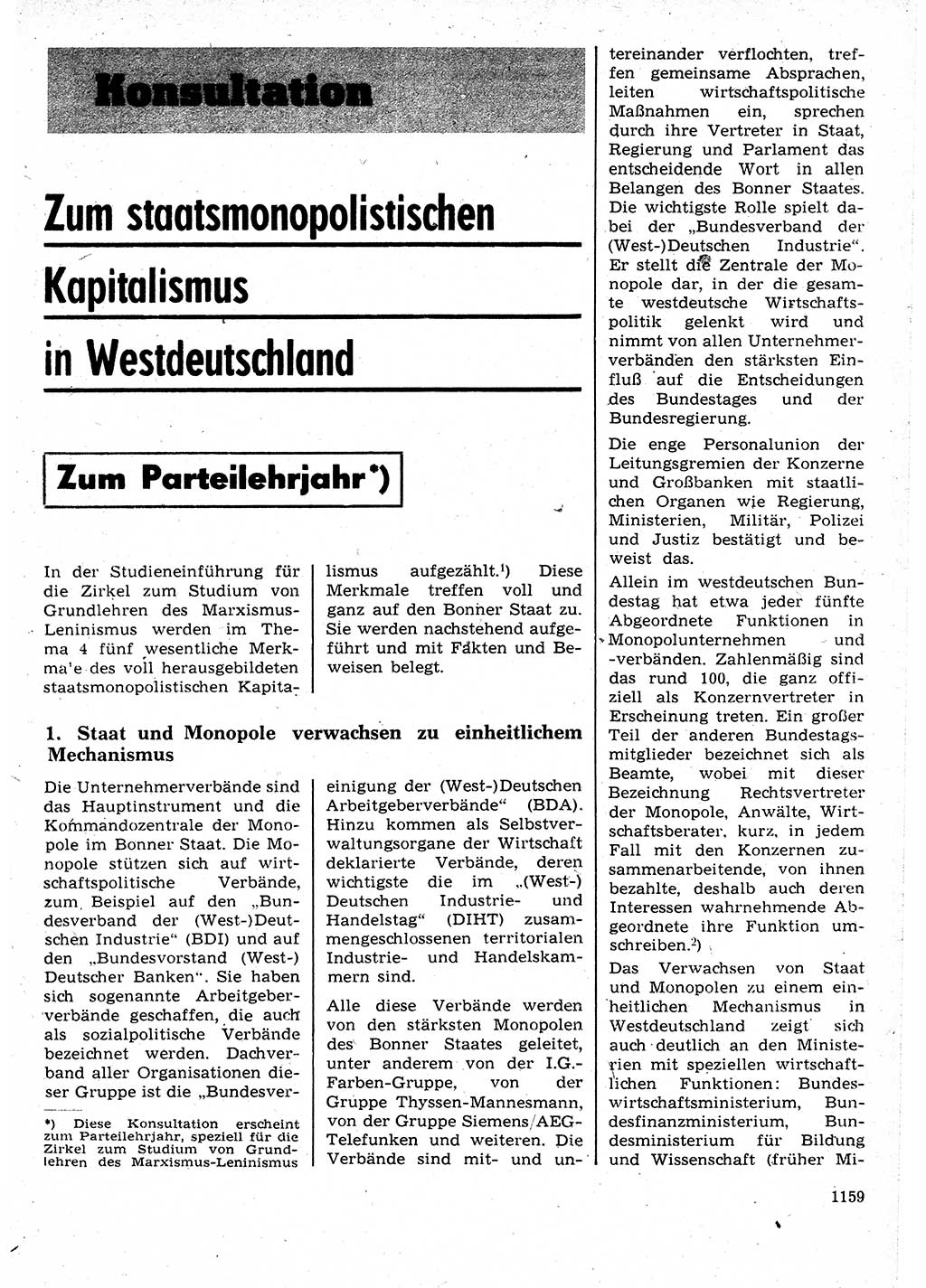 Neuer Weg (NW), Organ des Zentralkomitees (ZK) der SED (Sozialistische Einheitspartei Deutschlands) für Fragen des Parteilebens, 25. Jahrgang [Deutsche Demokratische Republik (DDR)] 1970, Seite 1159 (NW ZK SED DDR 1970, S. 1159)