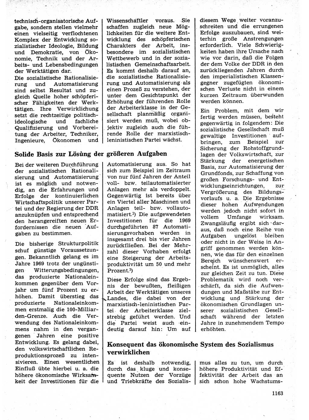 Neuer Weg (NW), Organ des Zentralkomitees (ZK) der SED (Sozialistische Einheitspartei Deutschlands) für Fragen des Parteilebens, 25. Jahrgang [Deutsche Demokratische Republik (DDR)] 1970, Seite 1163 (NW ZK SED DDR 1970, S. 1163)