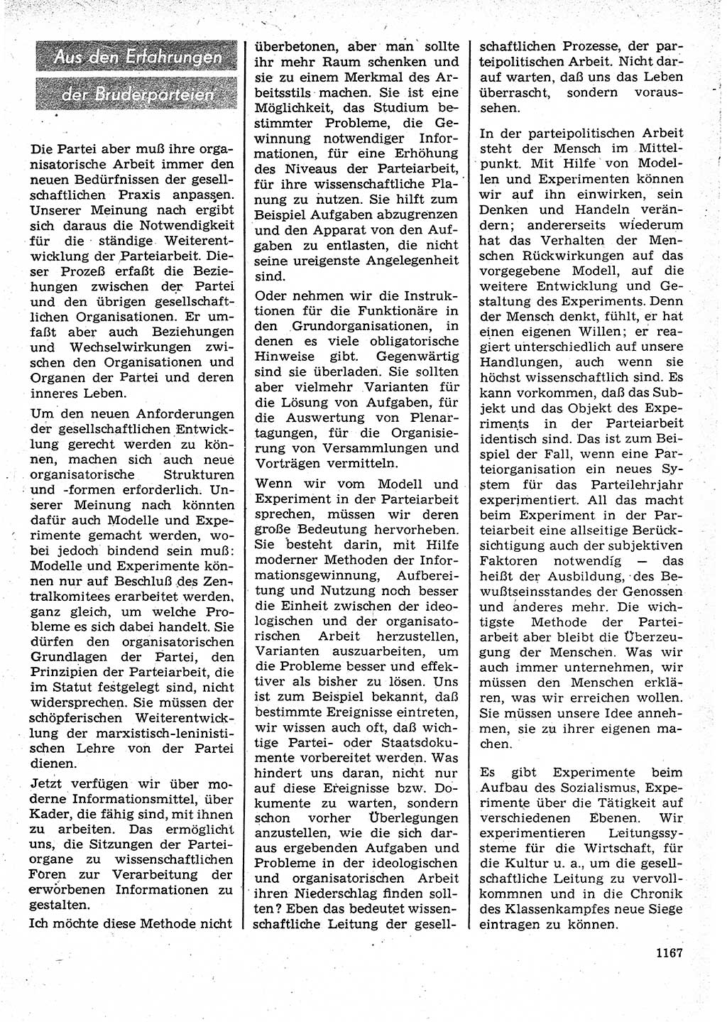 Neuer Weg (NW), Organ des Zentralkomitees (ZK) der SED (Sozialistische Einheitspartei Deutschlands) für Fragen des Parteilebens, 25. Jahrgang [Deutsche Demokratische Republik (DDR)] 1970, Seite 1167 (NW ZK SED DDR 1970, S. 1167)