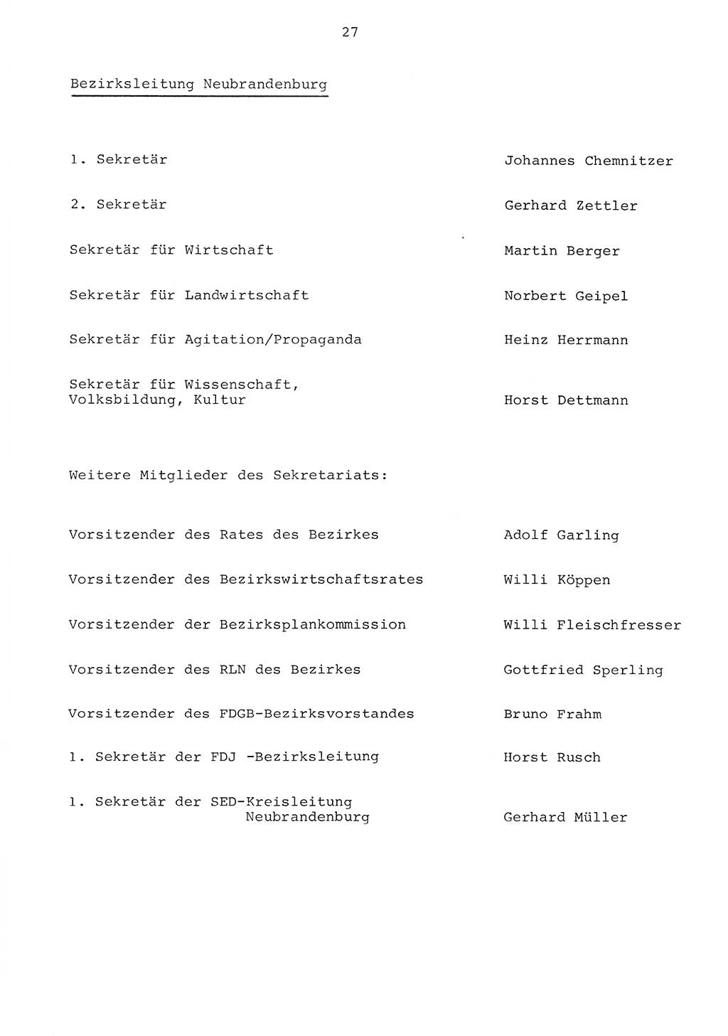 Parteiapparat der Deutschen Demokratischen Republik (DDR) 1970, Seite 27 (Parteiapp. DDR 1970, S. 27)