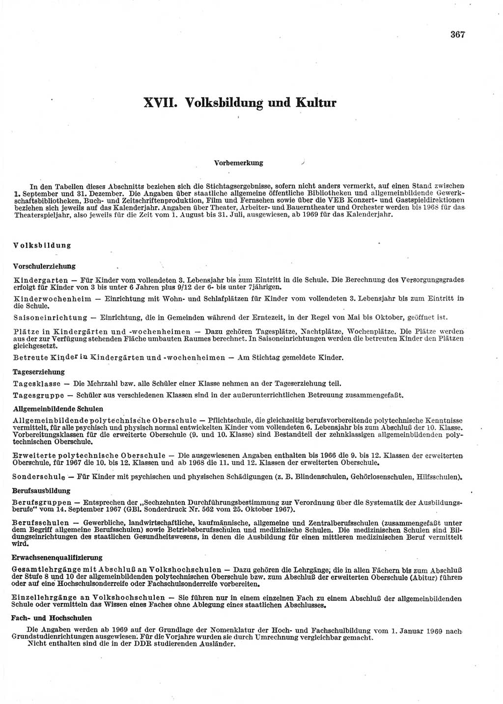 Statistisches Jahrbuch der Deutschen Demokratischen Republik (DDR) 1970, Seite 367 (Stat. Jb. DDR 1970, S. 367)