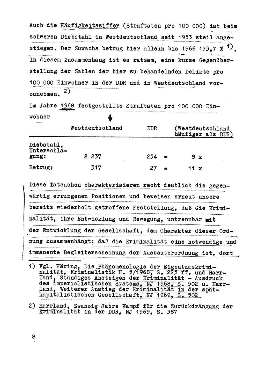 Strafrecht der DDR (Deutsche Demokratische Republik), Besonderer Teil, Lehrmaterial, Heft 5 1970, Seite 8 (Strafr. DDR BT Lehrmat. H. 5 1970, S. 8)