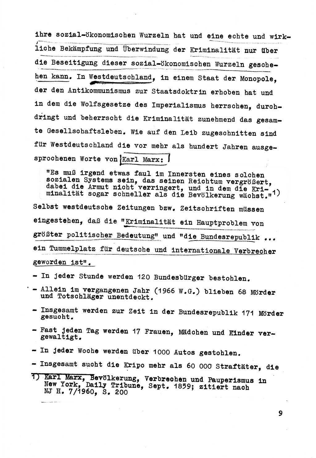 Strafrecht der DDR (Deutsche Demokratische Republik), Besonderer Teil, Lehrmaterial, Heft 5 1970, Seite 9 (Strafr. DDR BT Lehrmat. H. 5 1970, S. 9)