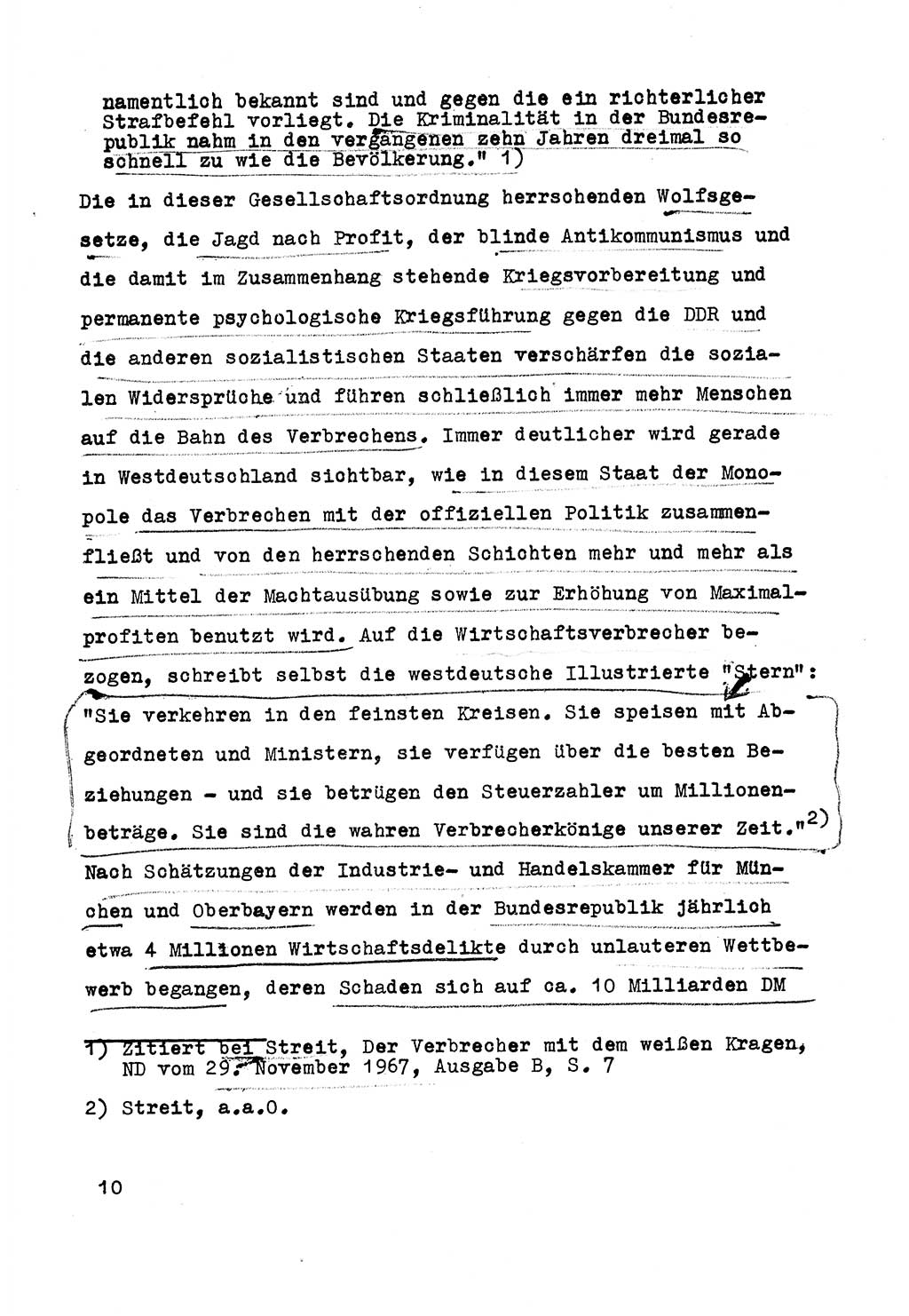 Strafrecht der DDR (Deutsche Demokratische Republik), Besonderer Teil, Lehrmaterial, Heft 5 1970, Seite 10 (Strafr. DDR BT Lehrmat. H. 5 1970, S. 10)