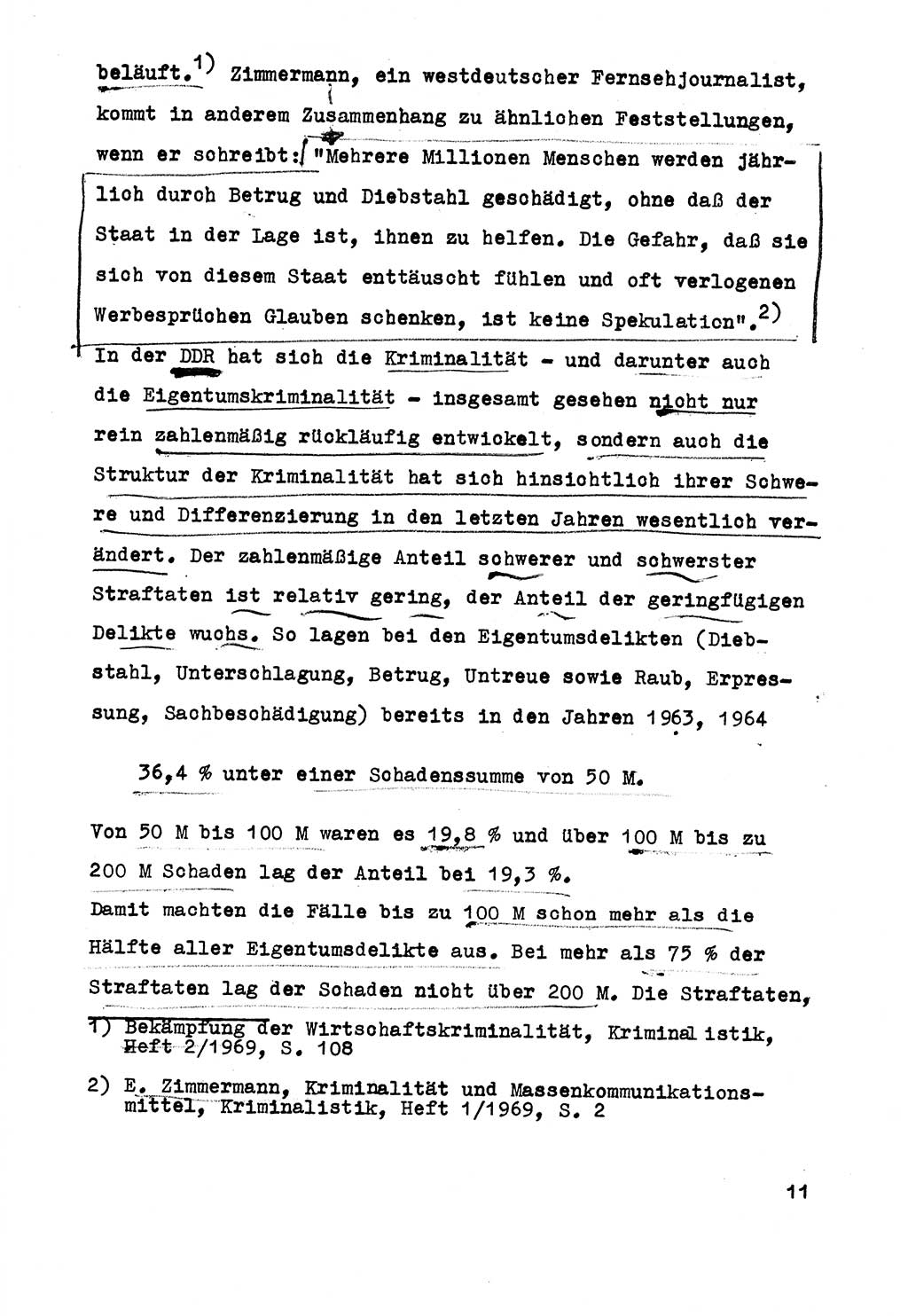 Strafrecht der DDR (Deutsche Demokratische Republik), Besonderer Teil, Lehrmaterial, Heft 5 1970, Seite 11 (Strafr. DDR BT Lehrmat. H. 5 1970, S. 11)