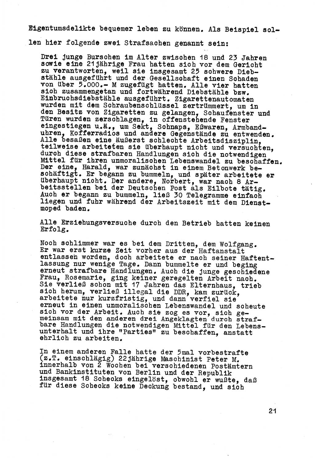 Strafrecht der DDR (Deutsche Demokratische Republik), Besonderer Teil, Lehrmaterial, Heft 5 1970, Seite 21 (Strafr. DDR BT Lehrmat. H. 5 1970, S. 21)