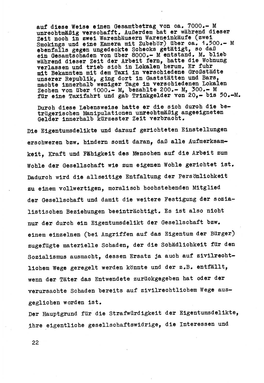 Strafrecht der DDR (Deutsche Demokratische Republik), Besonderer Teil, Lehrmaterial, Heft 5 1970, Seite 22 (Strafr. DDR BT Lehrmat. H. 5 1970, S. 22)
