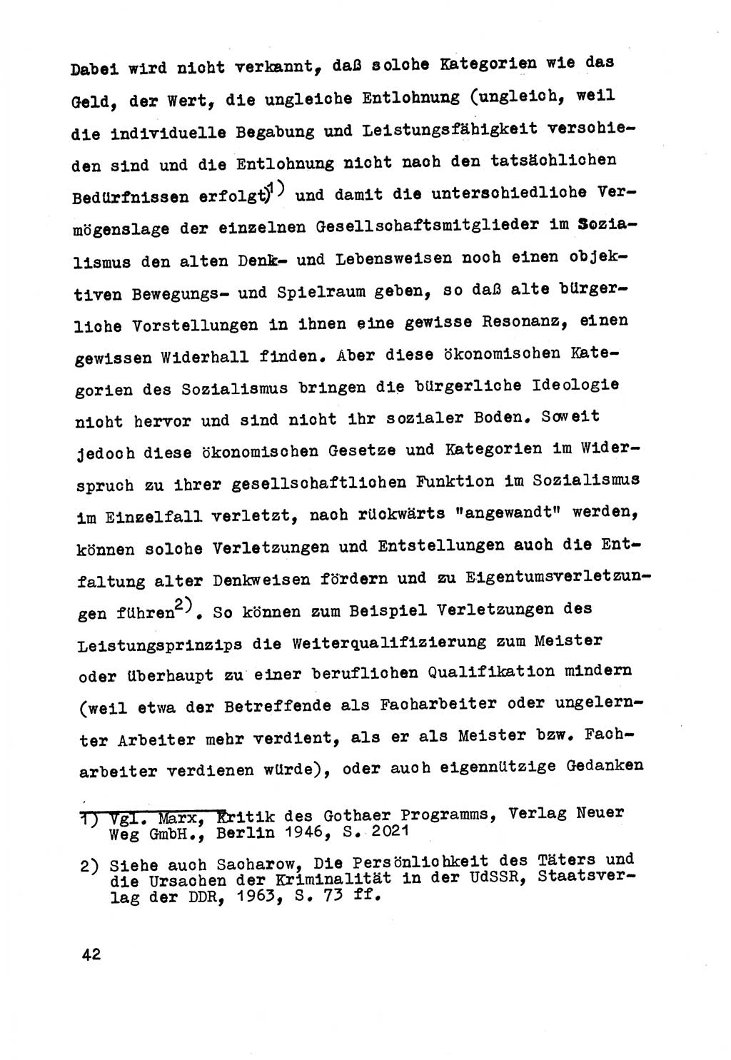 Strafrecht der DDR (Deutsche Demokratische Republik), Besonderer Teil, Lehrmaterial, Heft 5 1970, Seite 42 (Strafr. DDR BT Lehrmat. H. 5 1970, S. 42)