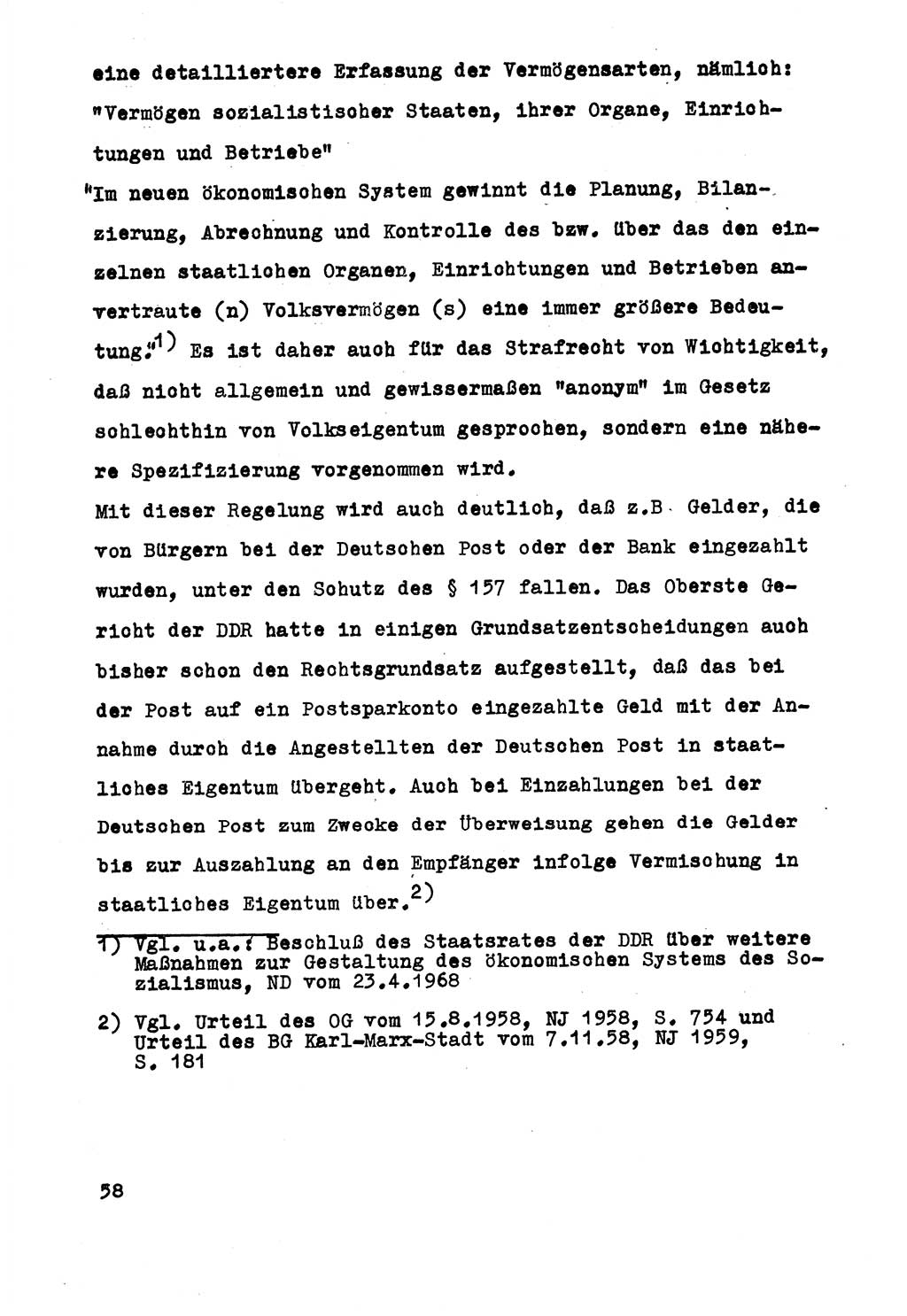 Strafrecht der DDR (Deutsche Demokratische Republik), Besonderer Teil, Lehrmaterial, Heft 5 1970, Seite 58 (Strafr. DDR BT Lehrmat. H. 5 1970, S. 58)