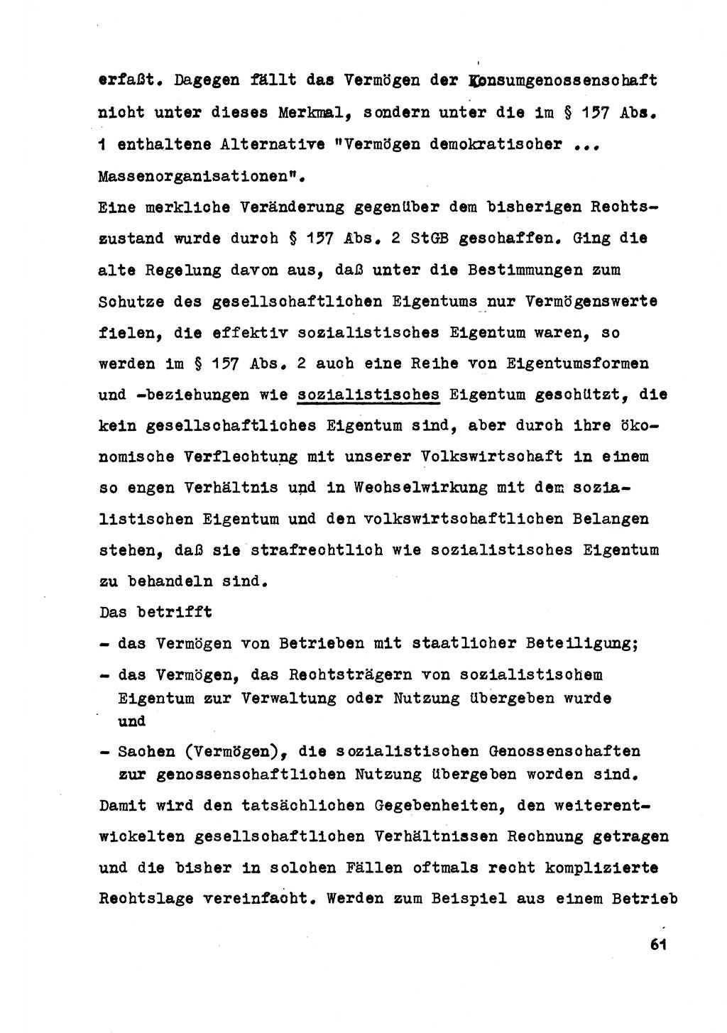 Strafrecht der DDR (Deutsche Demokratische Republik), Besonderer Teil, Lehrmaterial, Heft 5 1970, Seite 61 (Strafr. DDR BT Lehrmat. H. 5 1970, S. 61)
