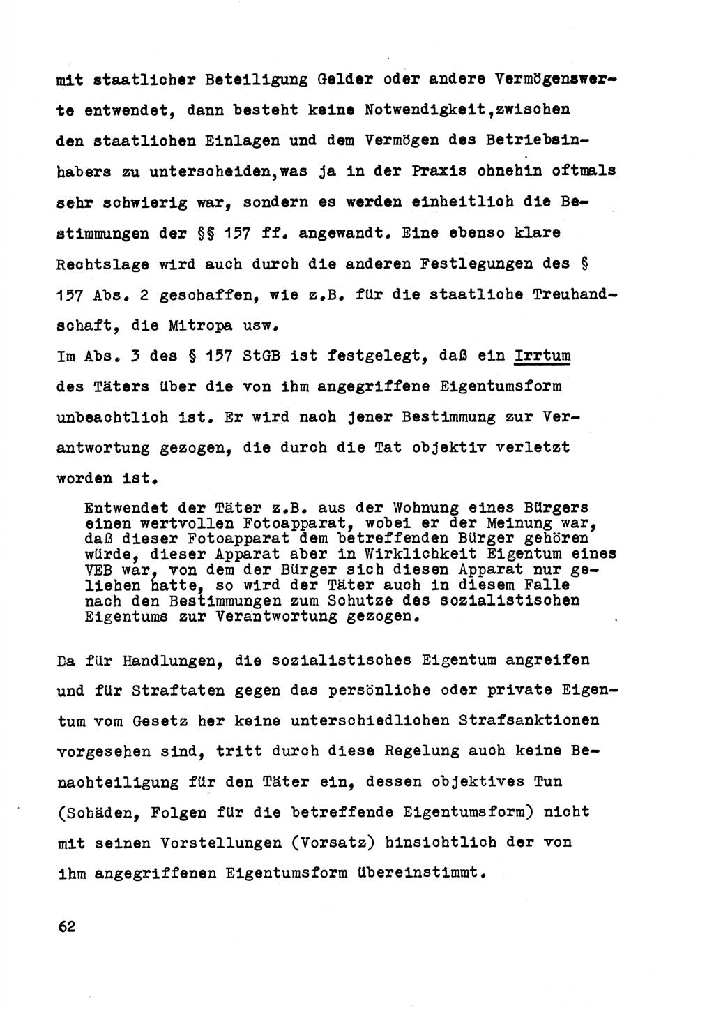Strafrecht der DDR (Deutsche Demokratische Republik), Besonderer Teil, Lehrmaterial, Heft 5 1970, Seite 62 (Strafr. DDR BT Lehrmat. H. 5 1970, S. 62)