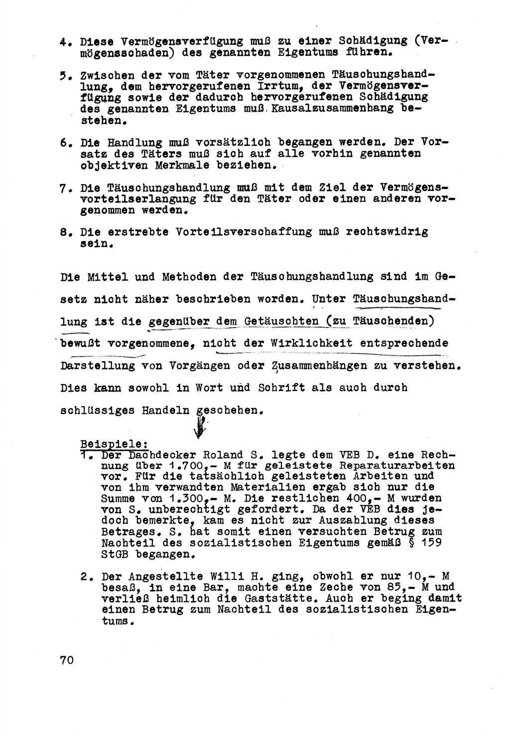 Strafrecht der DDR (Deutsche Demokratische Republik), Besonderer Teil, Lehrmaterial, Heft 5 1970, Seite 70 (Strafr. DDR BT Lehrmat. H. 5 1970, S. 70)