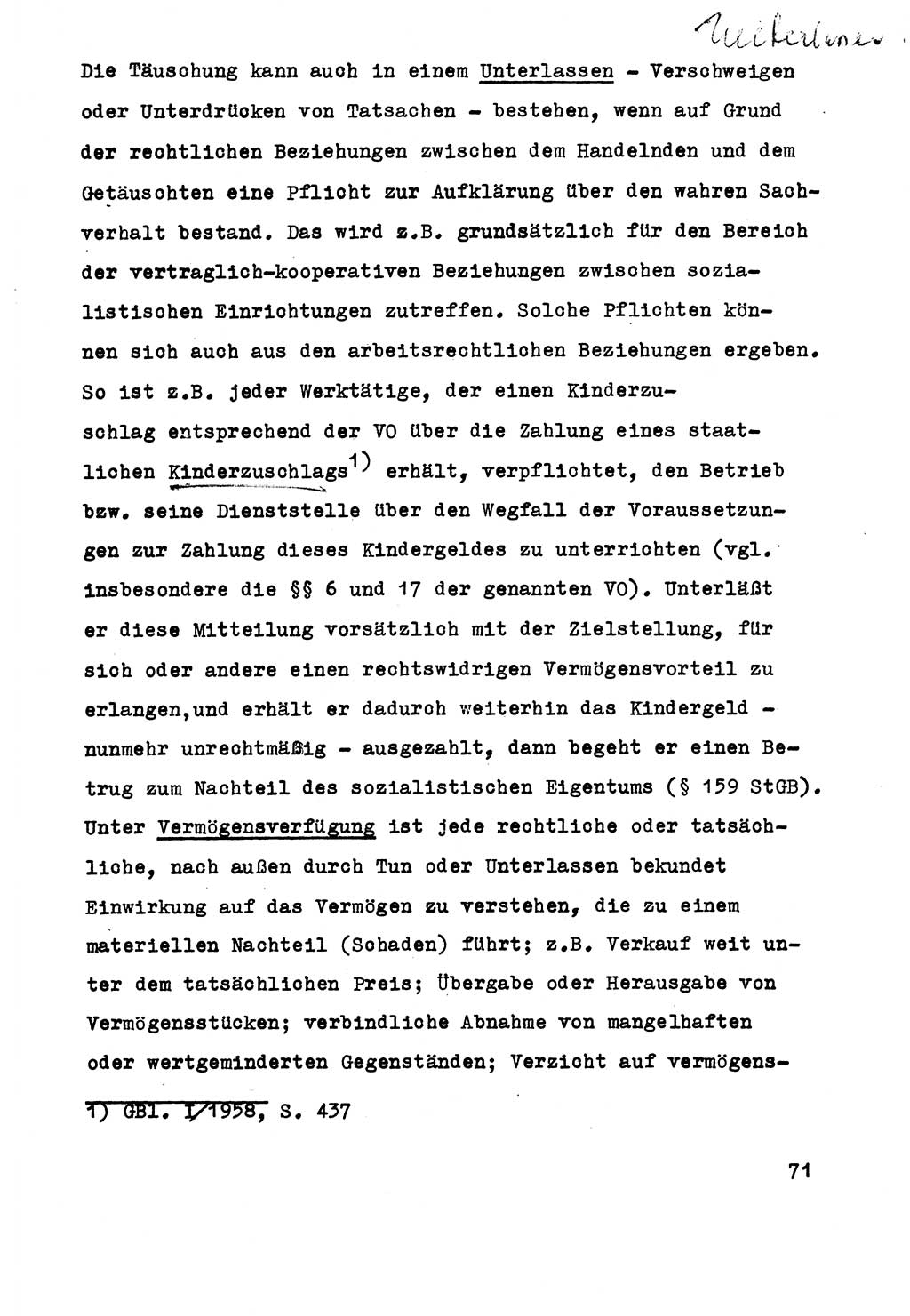 Strafrecht der DDR (Deutsche Demokratische Republik), Besonderer Teil, Lehrmaterial, Heft 5 1970, Seite 71 (Strafr. DDR BT Lehrmat. H. 5 1970, S. 71)