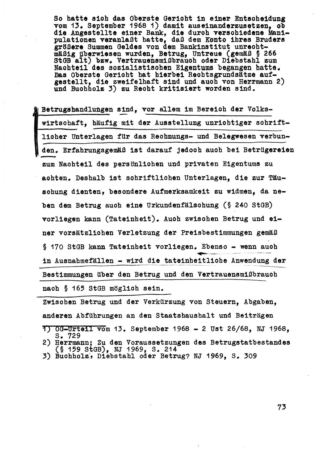 Strafrecht der DDR (Deutsche Demokratische Republik), Besonderer Teil, Lehrmaterial, Heft 5 1970, Seite 73 (Strafr. DDR BT Lehrmat. H. 5 1970, S. 73)