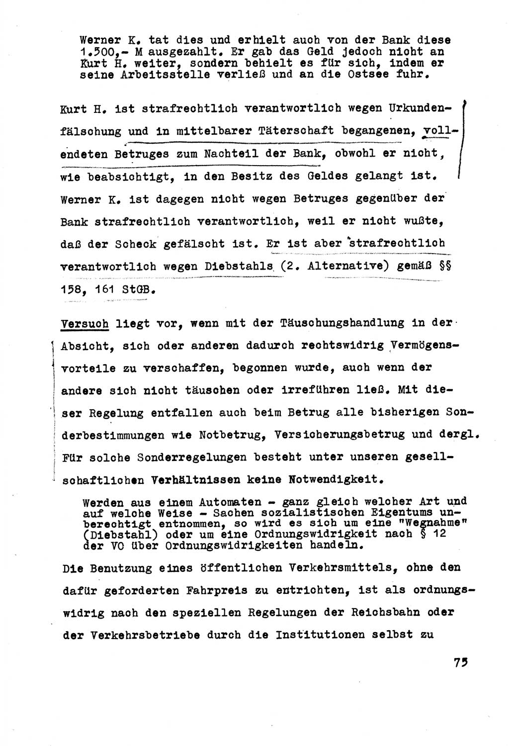 Strafrecht der DDR (Deutsche Demokratische Republik), Besonderer Teil, Lehrmaterial, Heft 5 1970, Seite 75 (Strafr. DDR BT Lehrmat. H. 5 1970, S. 75)