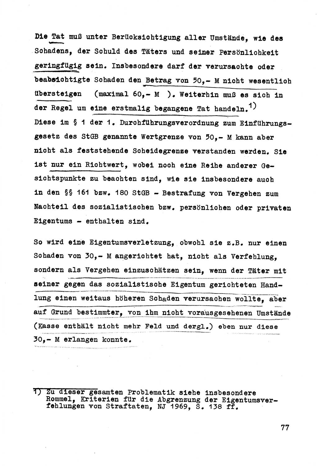 Strafrecht der DDR (Deutsche Demokratische Republik), Besonderer Teil, Lehrmaterial, Heft 5 1970, Seite 77 (Strafr. DDR BT Lehrmat. H. 5 1970, S. 77)