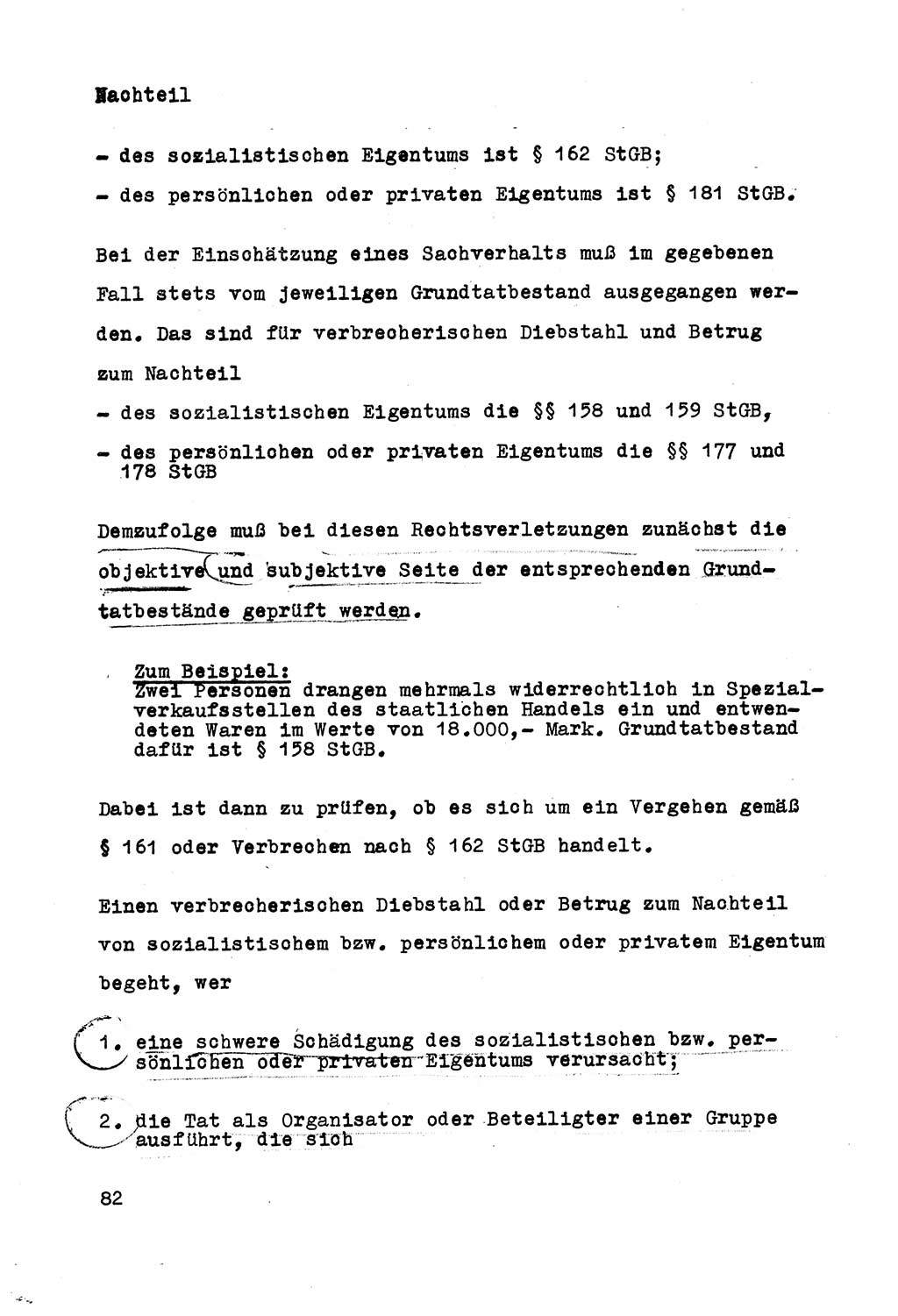 Strafrecht der DDR (Deutsche Demokratische Republik), Besonderer Teil, Lehrmaterial, Heft 5 1970, Seite 82 (Strafr. DDR BT Lehrmat. H. 5 1970, S. 82)