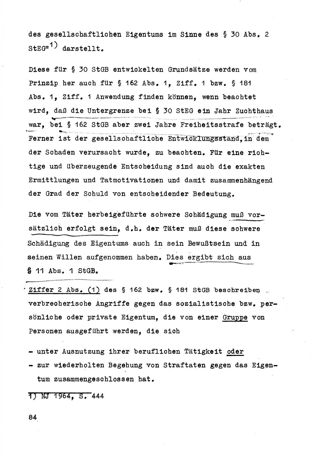 Strafrecht der DDR (Deutsche Demokratische Republik), Besonderer Teil, Lehrmaterial, Heft 5 1970, Seite 84 (Strafr. DDR BT Lehrmat. H. 5 1970, S. 84)