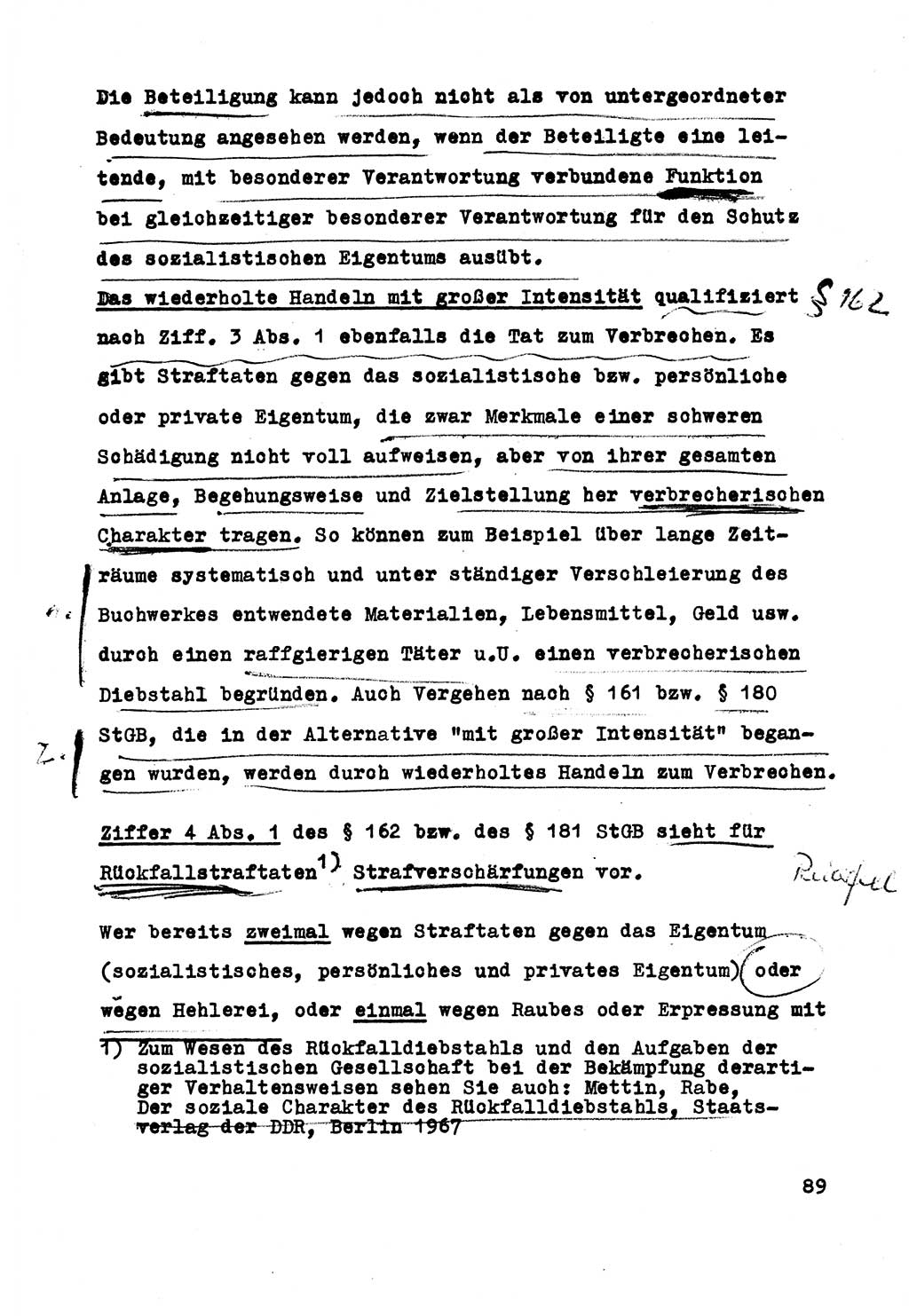 Strafrecht der DDR (Deutsche Demokratische Republik), Besonderer Teil, Lehrmaterial, Heft 5 1970, Seite 89 (Strafr. DDR BT Lehrmat. H. 5 1970, S. 89)