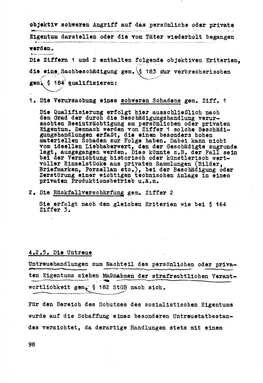 Strafrecht der DDR (Deutsche Demokratische Republik), Besonderer Teil, Lehrmaterial, Heft 5 1970, Seite 98 (Strafr. DDR BT Lehrmat. H. 5 1970, S. 98)