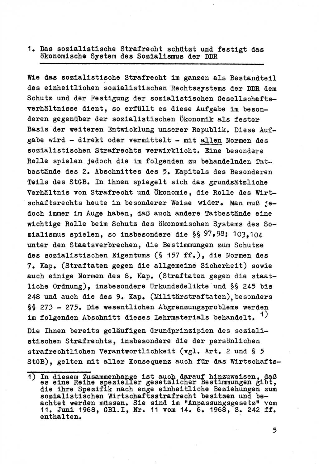Strafrecht der DDR (Deutsche Demokratische Republik), Besonderer Teil, Lehrmaterial, Heft 6 1970, Seite 5 (Strafr. DDR BT Lehrmat. H. 6 1970, S. 5)