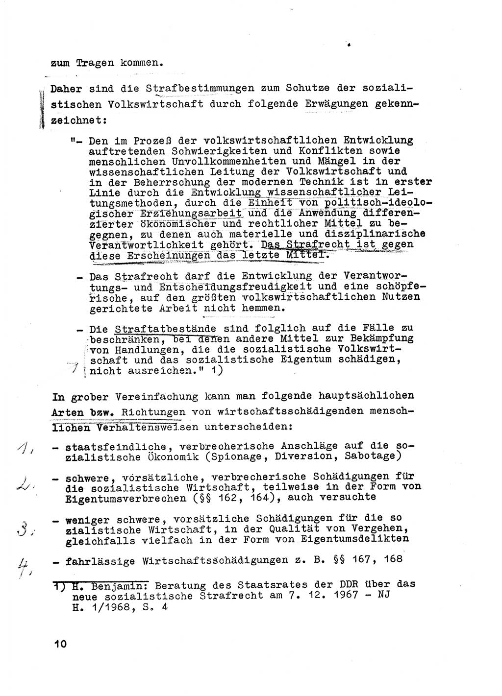 Strafrecht der DDR (Deutsche Demokratische Republik), Besonderer Teil, Lehrmaterial, Heft 6 1970, Seite 10 (Strafr. DDR BT Lehrmat. H. 6 1970, S. 10)