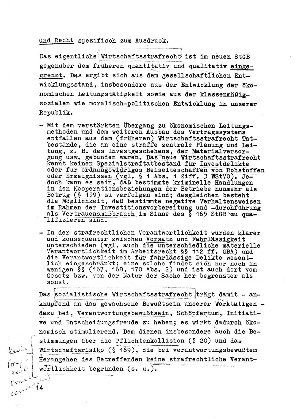 Strafrecht der DDR (Deutsche Demokratische Republik), Besonderer Teil, Lehrmaterial, Heft 6 1970, Seite 14 (Strafr. DDR BT Lehrmat. H. 6 1970, S. 14)