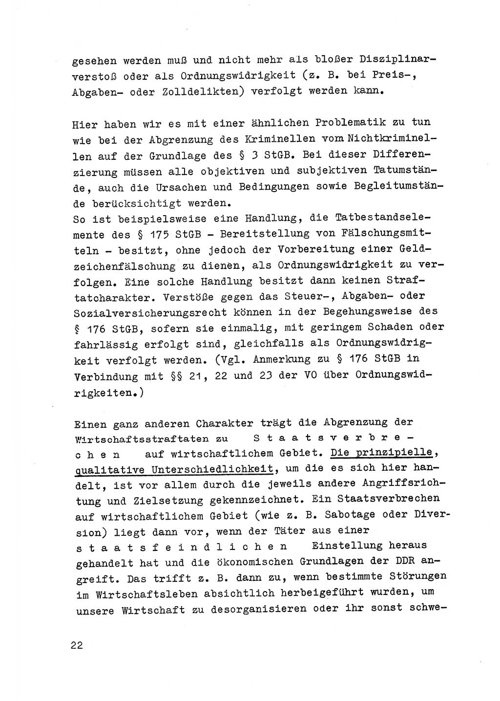 Strafrecht der DDR (Deutsche Demokratische Republik), Besonderer Teil, Lehrmaterial, Heft 6 1970, Seite 22 (Strafr. DDR BT Lehrmat. H. 6 1970, S. 22)