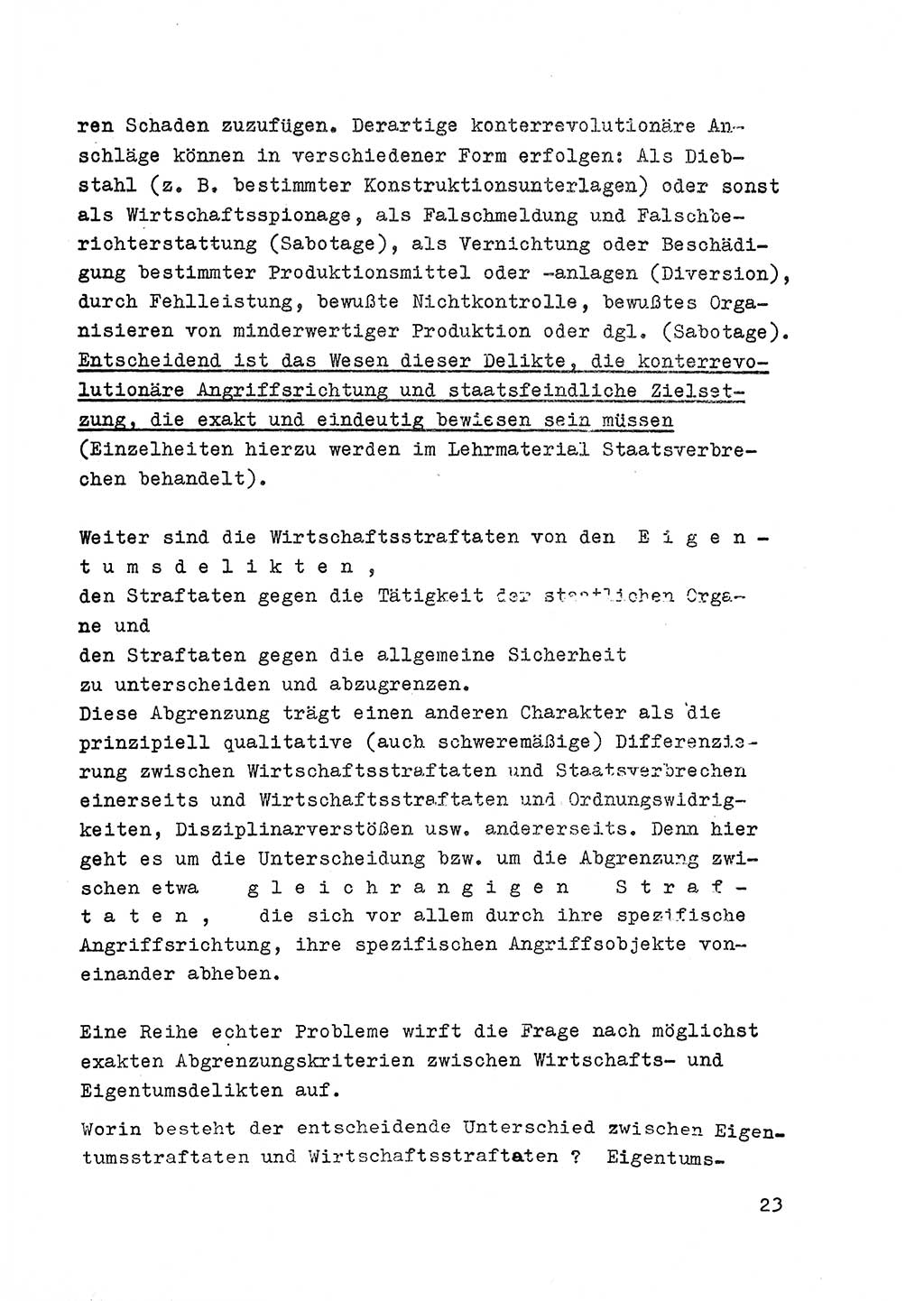 Strafrecht der DDR (Deutsche Demokratische Republik), Besonderer Teil, Lehrmaterial, Heft 6 1970, Seite 23 (Strafr. DDR BT Lehrmat. H. 6 1970, S. 23)