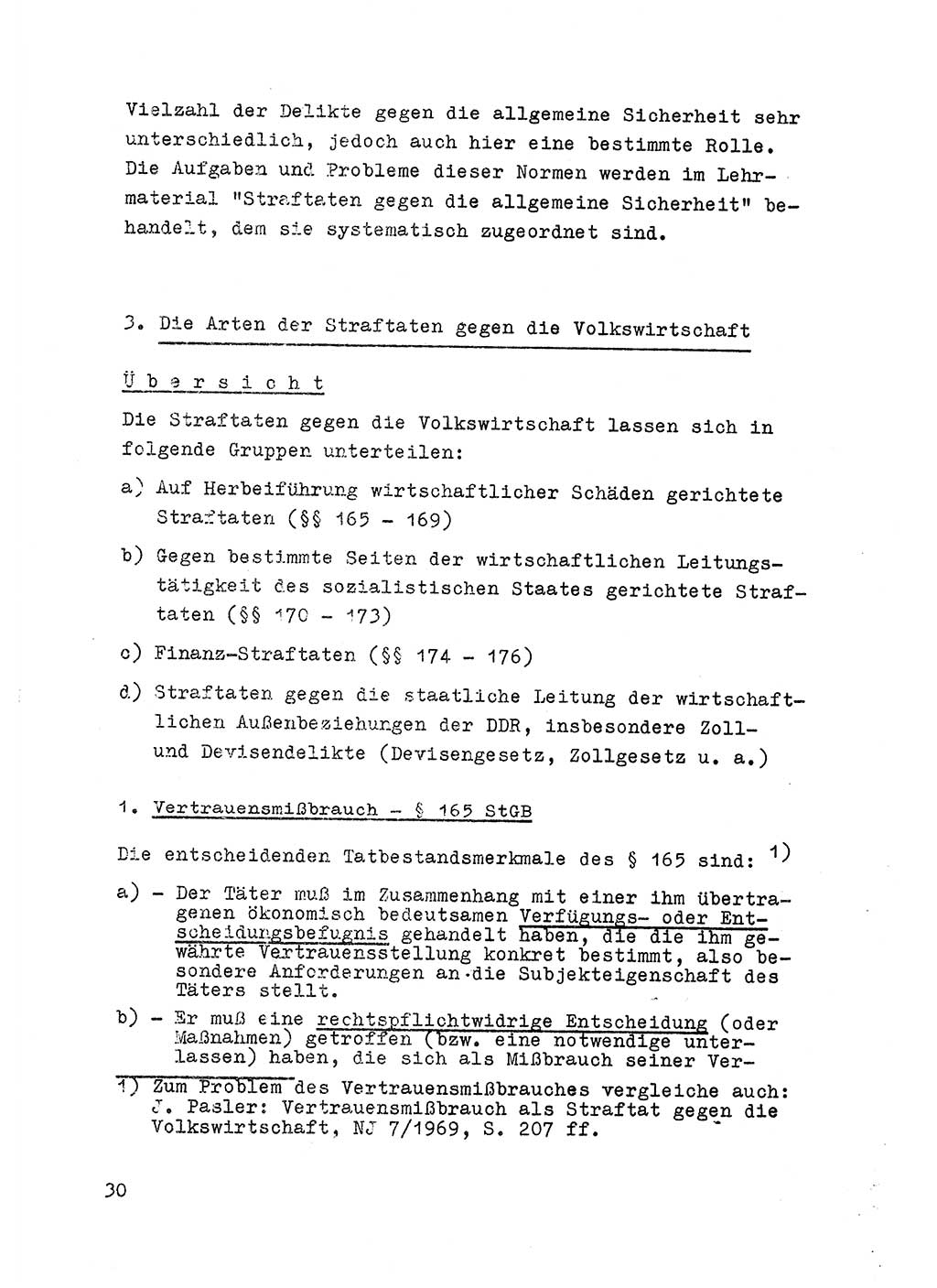 Strafrecht der DDR (Deutsche Demokratische Republik), Besonderer Teil, Lehrmaterial, Heft 6 1970, Seite 30 (Strafr. DDR BT Lehrmat. H. 6 1970, S. 30)