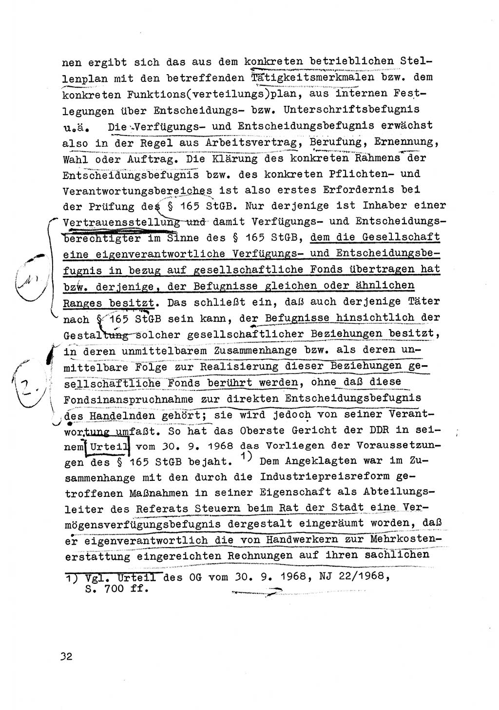 Strafrecht der DDR (Deutsche Demokratische Republik), Besonderer Teil, Lehrmaterial, Heft 6 1970, Seite 32 (Strafr. DDR BT Lehrmat. H. 6 1970, S. 32)