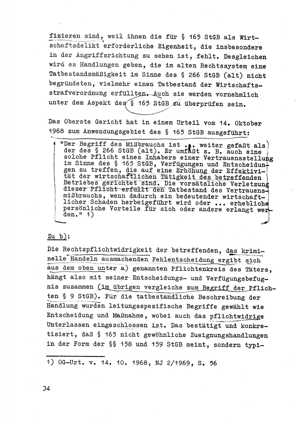 Strafrecht der DDR (Deutsche Demokratische Republik), Besonderer Teil, Lehrmaterial, Heft 6 1970, Seite 34 (Strafr. DDR BT Lehrmat. H. 6 1970, S. 34)