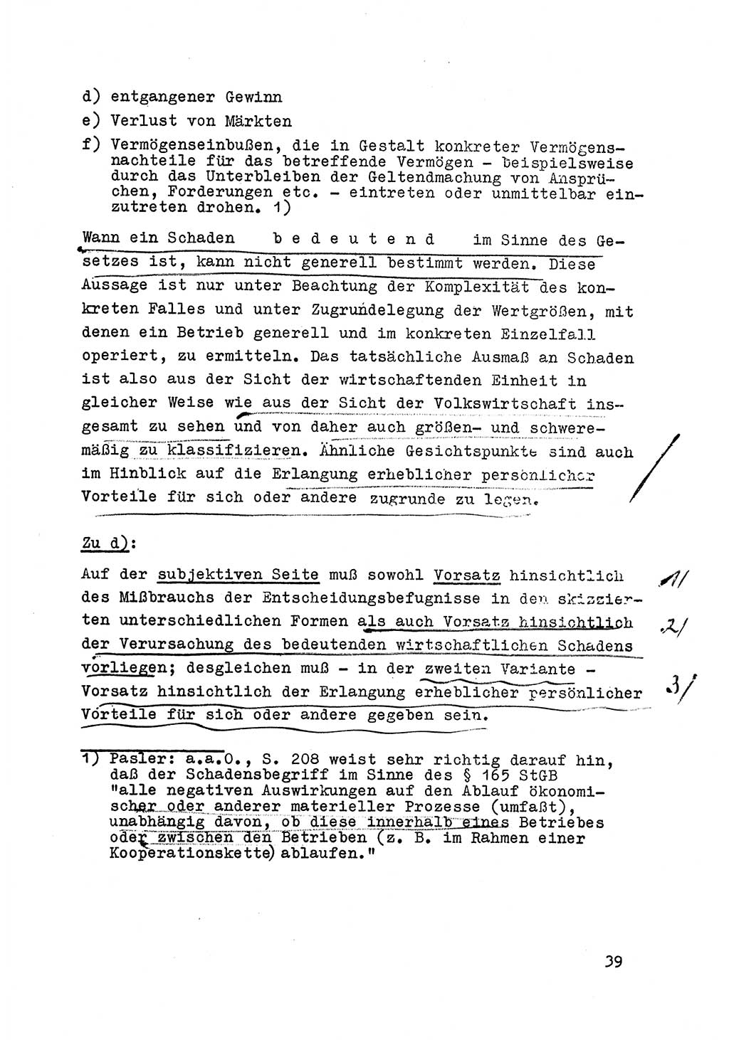 Strafrecht der DDR (Deutsche Demokratische Republik), Besonderer Teil, Lehrmaterial, Heft 6 1970, Seite 39 (Strafr. DDR BT Lehrmat. H. 6 1970, S. 39)