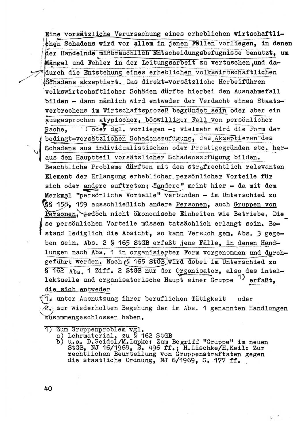 Strafrecht der DDR (Deutsche Demokratische Republik), Besonderer Teil, Lehrmaterial, Heft 6 1970, Seite 40 (Strafr. DDR BT Lehrmat. H. 6 1970, S. 40)