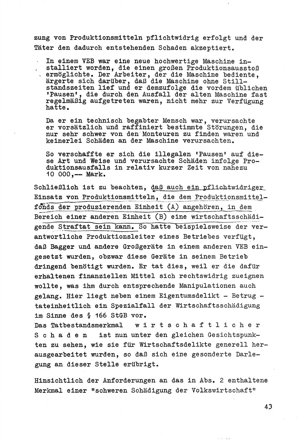 Strafrecht der DDR (Deutsche Demokratische Republik), Besonderer Teil, Lehrmaterial, Heft 6 1970, Seite 43 (Strafr. DDR BT Lehrmat. H. 6 1970, S. 43)