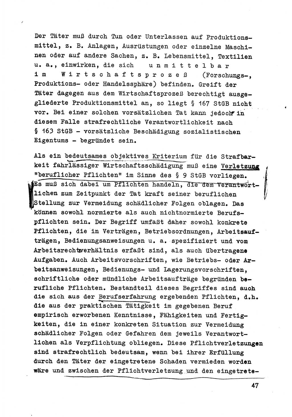 Strafrecht der DDR (Deutsche Demokratische Republik), Besonderer Teil, Lehrmaterial, Heft 6 1970, Seite 47 (Strafr. DDR BT Lehrmat. H. 6 1970, S. 47)