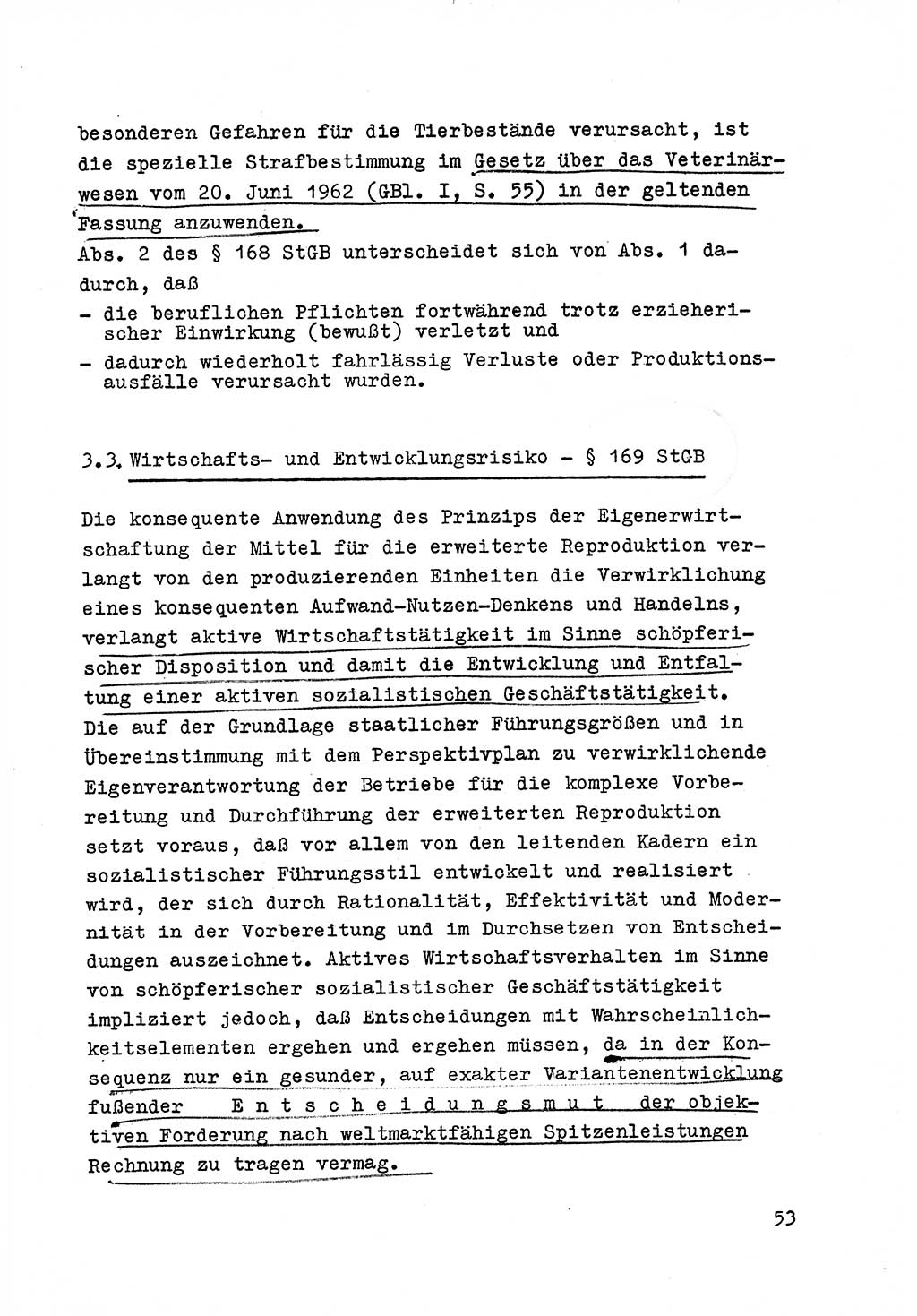 Strafrecht der DDR (Deutsche Demokratische Republik), Besonderer Teil, Lehrmaterial, Heft 6 1970, Seite 53 (Strafr. DDR BT Lehrmat. H. 6 1970, S. 53)