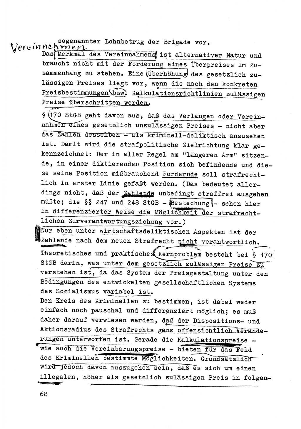Strafrecht der DDR (Deutsche Demokratische Republik), Besonderer Teil, Lehrmaterial, Heft 6 1970, Seite 68 (Strafr. DDR BT Lehrmat. H. 6 1970, S. 68)