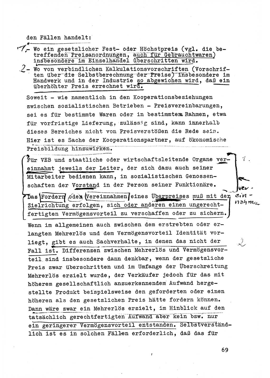Strafrecht der DDR (Deutsche Demokratische Republik), Besonderer Teil, Lehrmaterial, Heft 6 1970, Seite 69 (Strafr. DDR BT Lehrmat. H. 6 1970, S. 69)