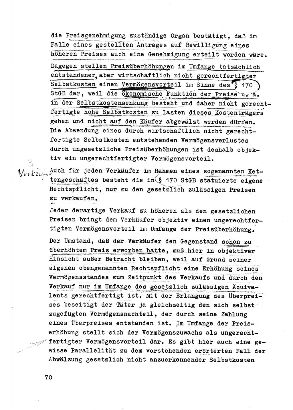 Strafrecht der DDR (Deutsche Demokratische Republik), Besonderer Teil, Lehrmaterial, Heft 6 1970, Seite 70 (Strafr. DDR BT Lehrmat. H. 6 1970, S. 70)