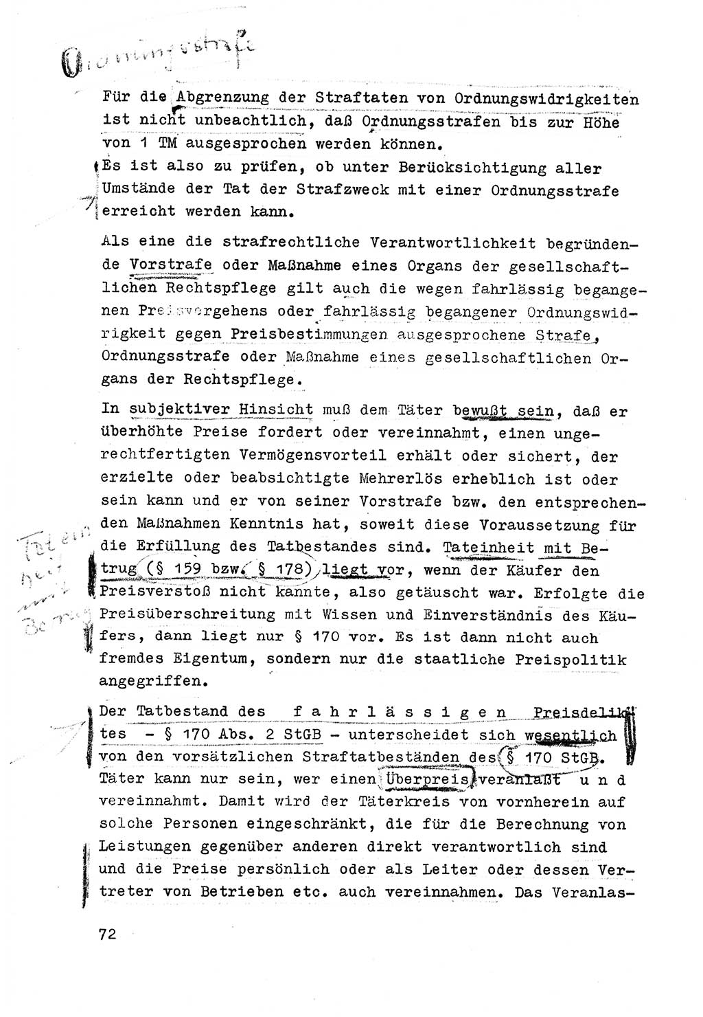 Strafrecht der DDR (Deutsche Demokratische Republik), Besonderer Teil, Lehrmaterial, Heft 6 1970, Seite 72 (Strafr. DDR BT Lehrmat. H. 6 1970, S. 72)