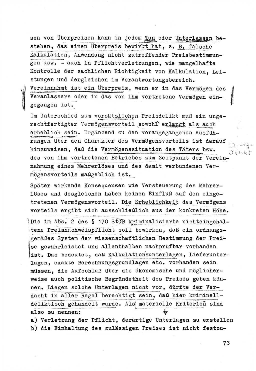 Strafrecht der DDR (Deutsche Demokratische Republik), Besonderer Teil, Lehrmaterial, Heft 6 1970, Seite 73 (Strafr. DDR BT Lehrmat. H. 6 1970, S. 73)