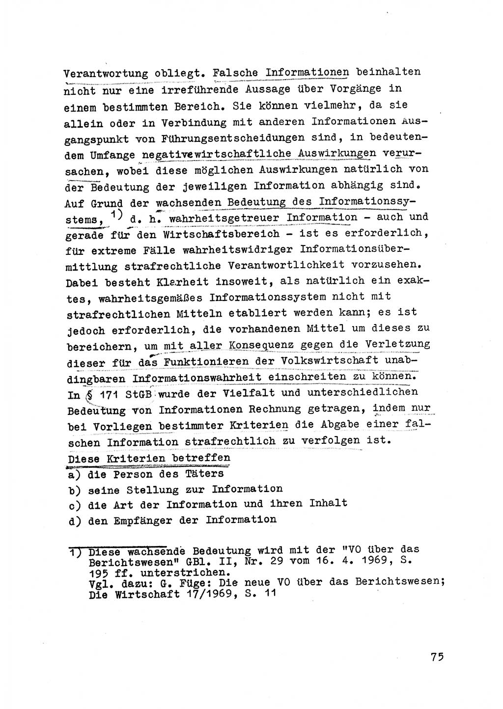 Strafrecht der DDR (Deutsche Demokratische Republik), Besonderer Teil, Lehrmaterial, Heft 6 1970, Seite 75 (Strafr. DDR BT Lehrmat. H. 6 1970, S. 75)