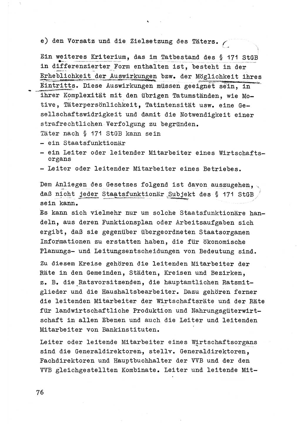 Strafrecht der DDR (Deutsche Demokratische Republik), Besonderer Teil, Lehrmaterial, Heft 6 1970, Seite 76 (Strafr. DDR BT Lehrmat. H. 6 1970, S. 76)