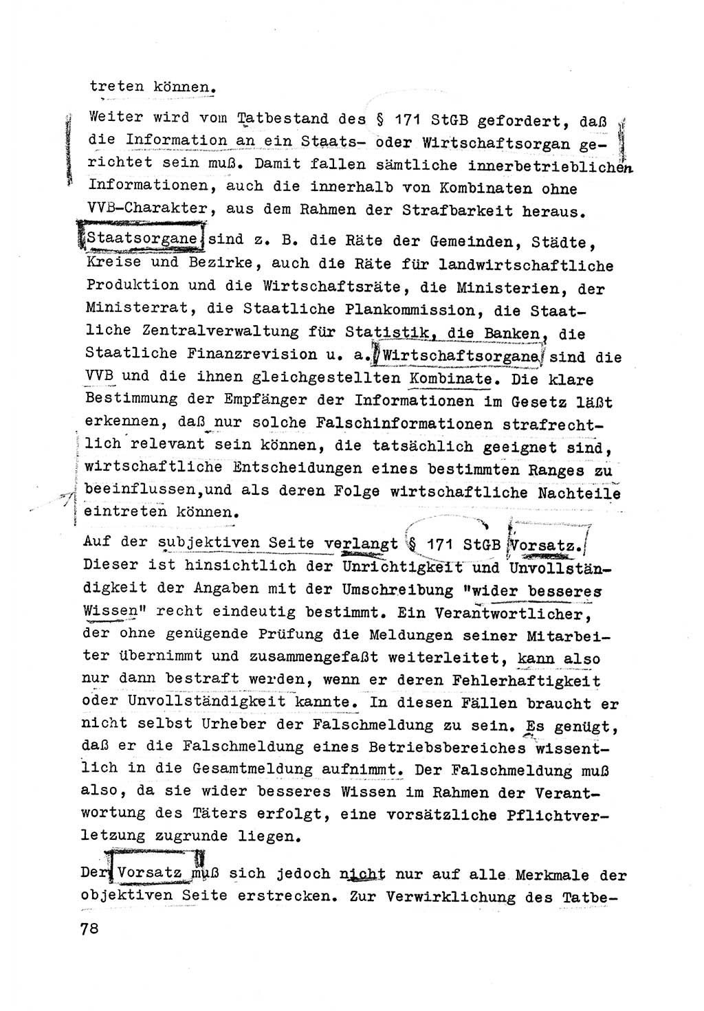 Strafrecht der DDR (Deutsche Demokratische Republik), Besonderer Teil, Lehrmaterial, Heft 6 1970, Seite 78 (Strafr. DDR BT Lehrmat. H. 6 1970, S. 78)