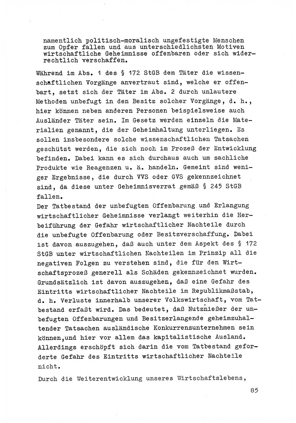 Strafrecht der DDR (Deutsche Demokratische Republik), Besonderer Teil, Lehrmaterial, Heft 6 1970, Seite 85 (Strafr. DDR BT Lehrmat. H. 6 1970, S. 85)